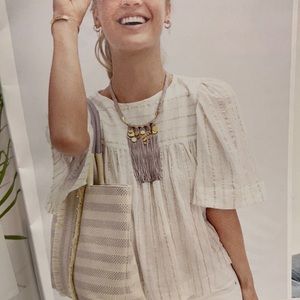 Samar Fringe Stella and Dot necklace.  Gold/gray